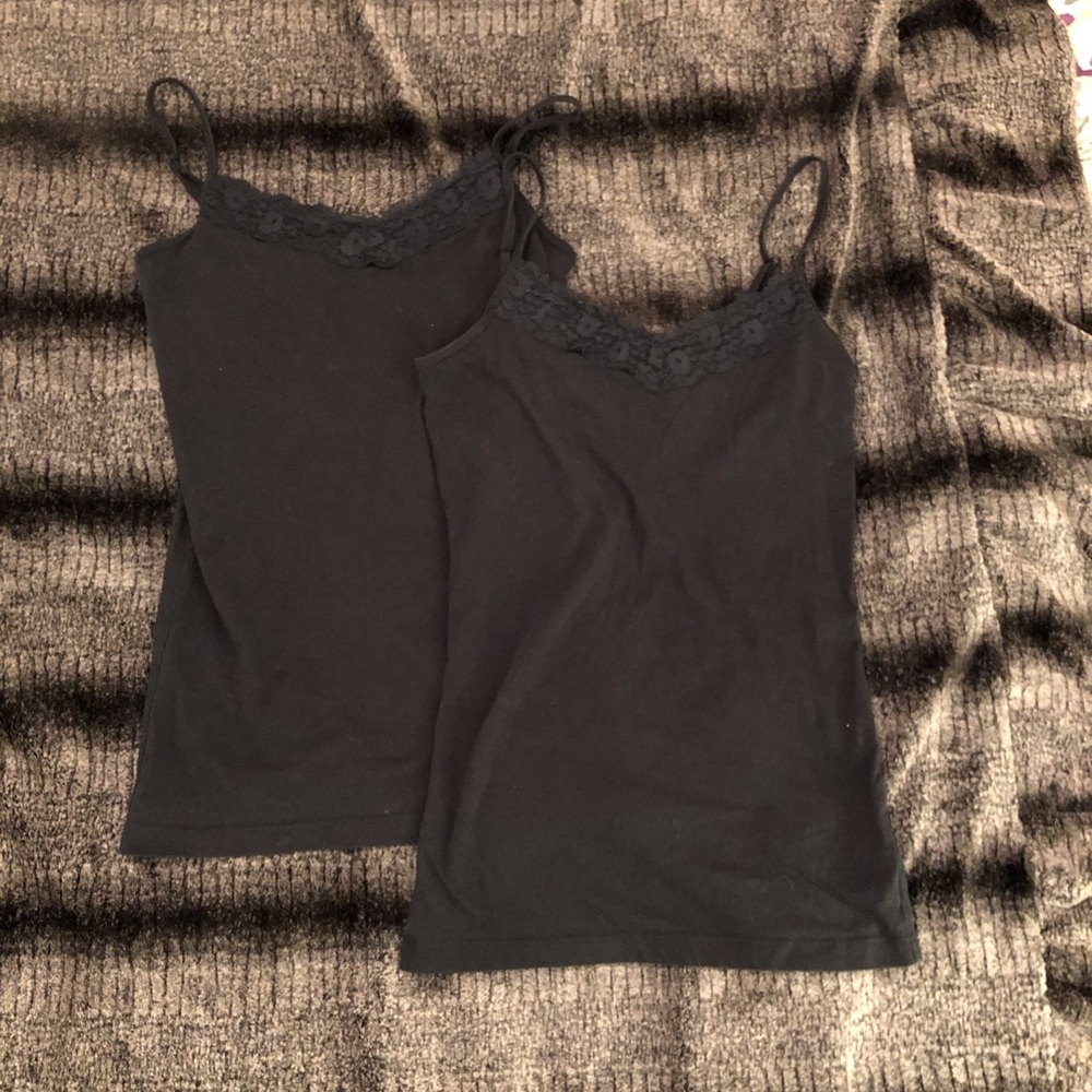 Nollie Black Tank Tops with Lace trim